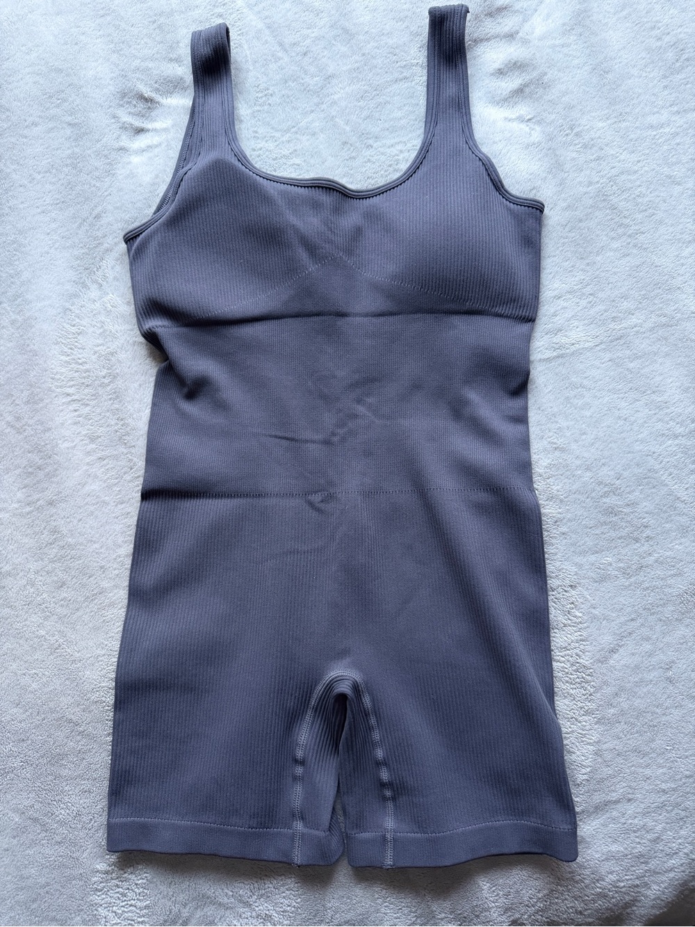 Sleeveless Ribbed One-Piece romper shorts in Slate Gray